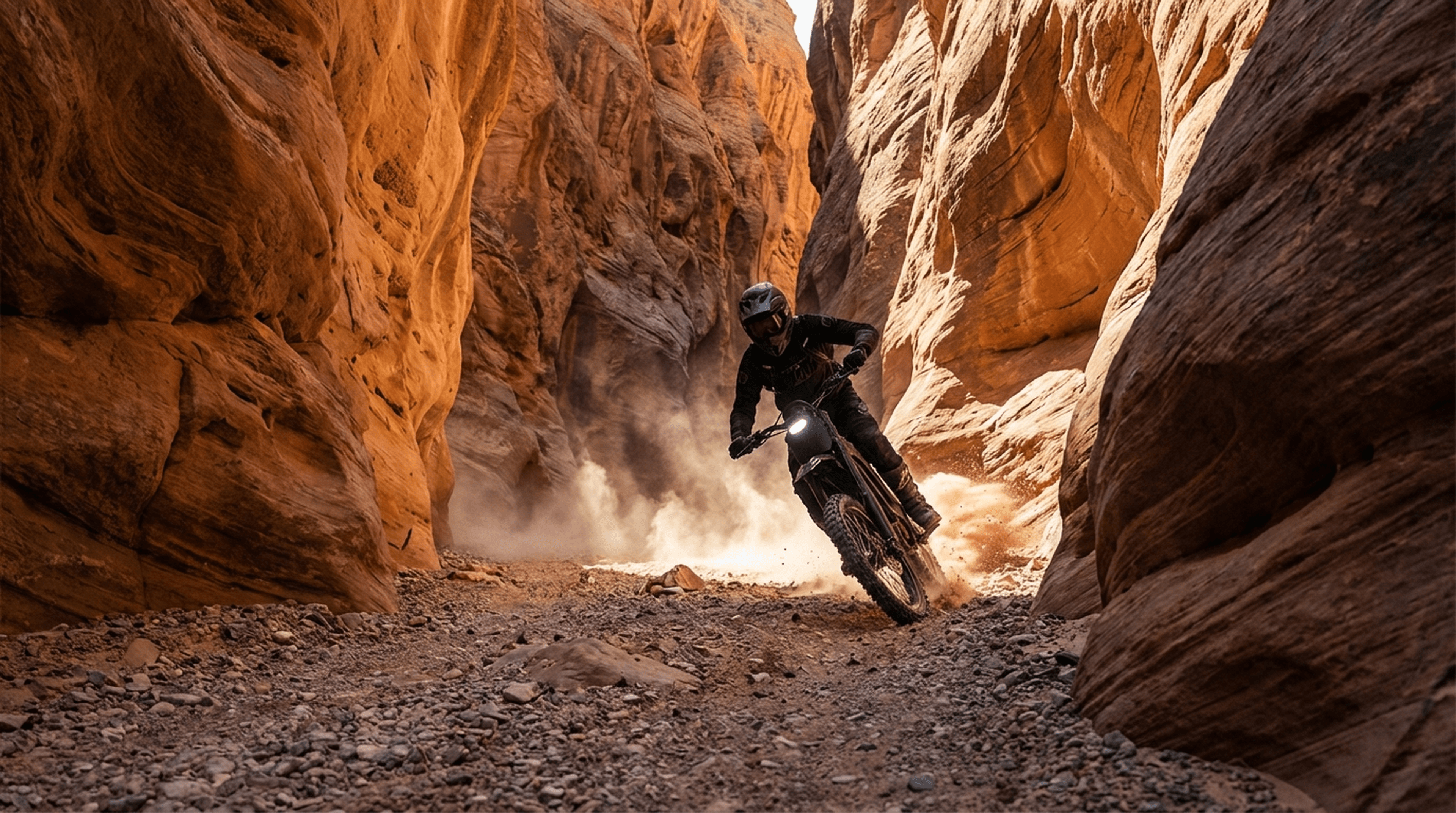 SR charging through a slot canyon